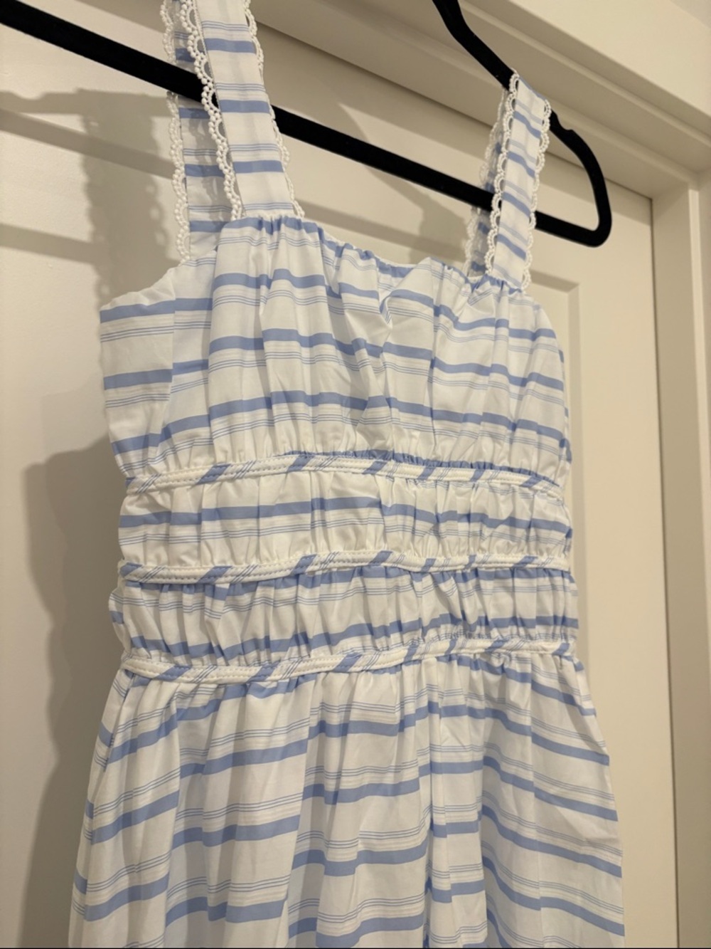 NWT [Altar’d State] Striped Lace Maxi/Midi Sundress White/Blue Women’s XXS - Picture 5 of 12